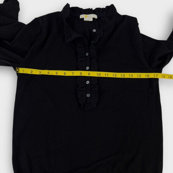 Boden Button Front Ruffle Merino Wool Jumper in Black Size US 6 - Picture 6 of 7